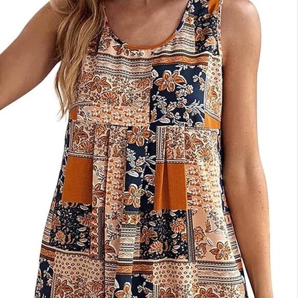Dresses & Skirts - Patchwork BOHO Sleeveless Loose Dress NWOT